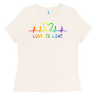 Bone LGBT Love Rainbow Heartbeat Ladies Tee - PixelWave