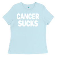 Baby Blue cancer sucks Ladies Tee - PixelWave
