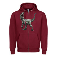 Burgundy Velociraptor Zipper Hoodie - LillyAllenDesigns