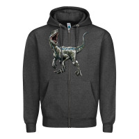 Charcoal Heather Velociraptor Zipper Hoodie - LillyAllenDesigns