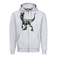 Heather Grey Velociraptor Zipper Hoodie - LillyAllenDesigns