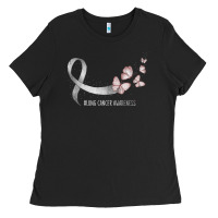 Pretty White Ribbon Support Lung Cancer Awareness T Shirt Ladies Tee | Teevron