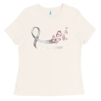 Bone pretty white ribbon support lung cancer awareness t shirt Ladies Tee - Craftify