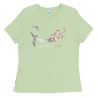 Matcha pretty white ribbon support lung cancer awareness t shirt Ladies Tee - Craftify