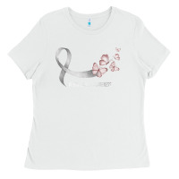 White pretty white ribbon support lung cancer awareness t shirt Ladies Tee - Craftify