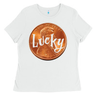 White Cute Good Luck Gift - Lucky Penny Ladies Tee - Craftify