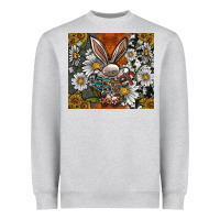 Heather Grey bunny Easter Heavyweight Sweatshirt - CowhideDigitalArt