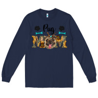 Navy western pug mom Long Sleeve Tee - RanaPortraitStore