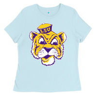 Baby Blue Vintage Louisiana State Tiger Mascot Ladies Tee - Craftify