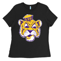 Black Vintage Louisiana State Tiger Mascot Ladies Tee - Craftify