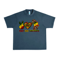 Midnight Navy peace love juneteenth Urban Heavy Tee - CowGirlArtShop