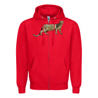Red Jaguarundi Zipper Hoodie - LillyAllenDesigns