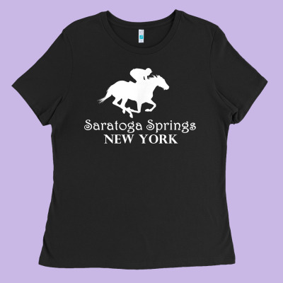 Saratoga Springs New York Horse Racing Jockey Ladies Tee Designed By Craftify
