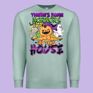Theres Some Horrors In This House Premium Sweatshirt Designed By Barkaloodesign