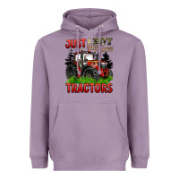 Lavender just a boy who loves tractors red tractor Heavyweight Hoodie - BarkalooDesign