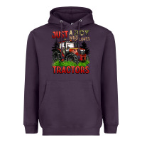 Plum just a boy who loves tractors red tractor Heavyweight Hoodie - BarkalooDesign