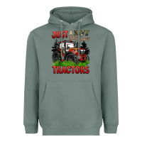 Sage just a boy who loves tractors red tractor Heavyweight Hoodie - BarkalooDesign