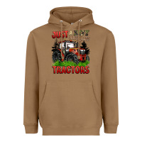 Toasted Coconut just a boy who loves tractors red tractor Heavyweight Hoodie - BarkalooDesign
