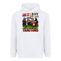 Just A Boy Who Loves Tractors Red Tractor Heavyweight Hoodie | Teevron