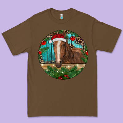 Brown Horse Christmas Premium Tee Designed By Ranaportraitstore