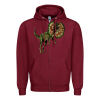 Burgundy Dilophosaurus Zipper Hoodie - LillyAllenDesigns