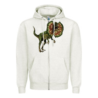 Oatmeal Heather Dilophosaurus Zipper Hoodie - LillyAllenDesigns