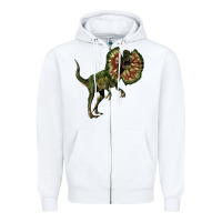 White Dilophosaurus Zipper Hoodie - LillyAllenDesigns