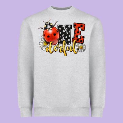 Onederful Wonderful Ladybug Heavyweight Sweatshirt Designed By Lillyallendesigns