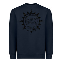 Navy Authentic Church Of The Toad Of Light Psychedlic Frog Licking (Distres Heavyweight Sweatshirt - DesignPulse