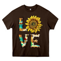 Chocolate Brown western love with sunflower Heavy Core Tee - Artiststas