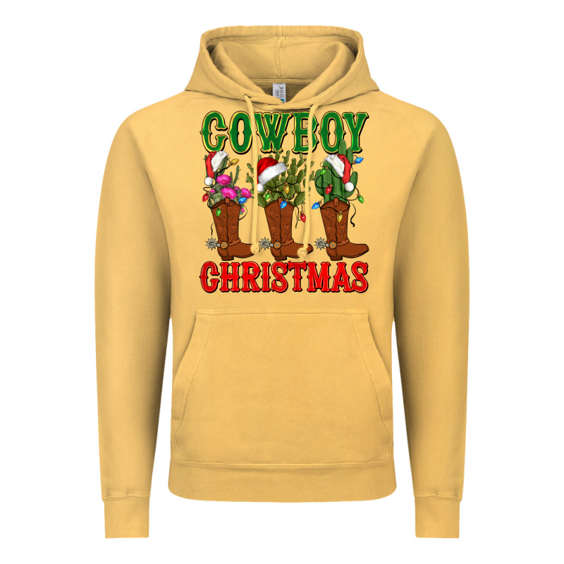 Cowboy Christmas Boots Cactus Vintage Hoodie by CowGirlArtShop | Teevron