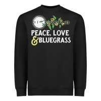 Black peace , love & bluegrass   banjo nature vines illu Heavyweight Sweatshirt - DesignPulse