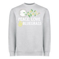 Heather Grey peace , love & bluegrass   banjo nature vines illu Heavyweight Sweatshirt - DesignPulse