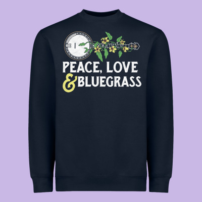 Peace , Love & Bluegrass   Banjo Nature Vines Illu Heavyweight Sweatshirt Designed By Designpulse