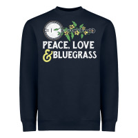 Navy peace , love & bluegrass   banjo nature vines illu Heavyweight Sweatshirt - DesignPulse