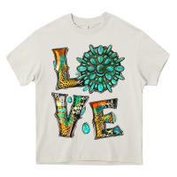 Cream love with gemstone Heavy Core Tee - Artiststas