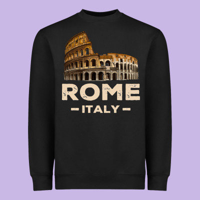 Cool Vintage Roma Italia Colosseum Souvenirs, Rome Italy Pullover Hood Heavyweight Sweatshirt Designed By Designpulse