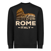 Black Cool Vintage Roma Italia Colosseum Souvenirs, Rome Italy Pullover Hood Heavyweight Sweatshirt - DesignPulse