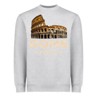Heather Grey Cool Vintage Roma Italia Colosseum Souvenirs, Rome Italy Pullover Hood Heavyweight Sweatshirt - DesignPulse