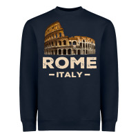 Navy Cool Vintage Roma Italia Colosseum Souvenirs, Rome Italy Pullover Hood Heavyweight Sweatshirt - DesignPulse