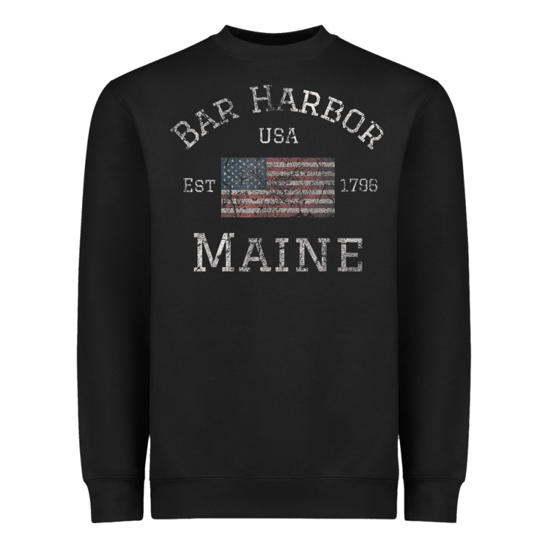 Bar Harbor Maine Usa American Flag Established Me Vintage Heavyweight Sweatshirt by PixelWave | Teevron