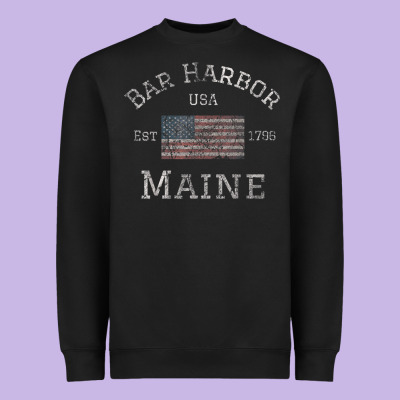 Bar Harbor Maine Usa American Flag Established Me Vintage Heavyweight Sweatshirt Designed By Pixelwave