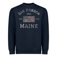 Navy Bar Harbor Maine USA American Flag Established ME Vintage Heavyweight Sweatshirt - PixelWave