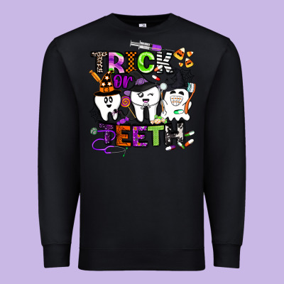 Trick Or Teeth Premium Sweatshirt Designed By Barkaloodesign