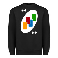 Black Uno Card Game Draw Four Heavyweight Sweatshirt - PixelWave