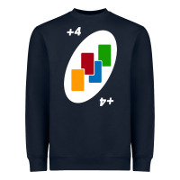 Navy Uno Card Game Draw Four Heavyweight Sweatshirt - PixelWave