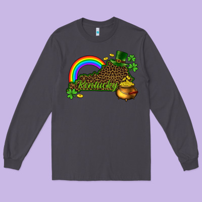 Kentucky Map St.patricks Long Sleeve Tee Designed By Cowgirlartshop