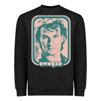 Black patrick swayze retro 80s fan aesthetic design Heavyweight Sweatshirt - PixelWave