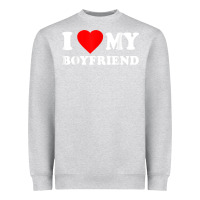 Heather Grey I Love My Boyfriend T-Shirt Heavyweight Sweatshirt - PixelWave