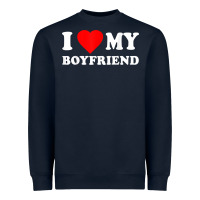 Navy I Love My Boyfriend T-Shirt Heavyweight Sweatshirt - PixelWave